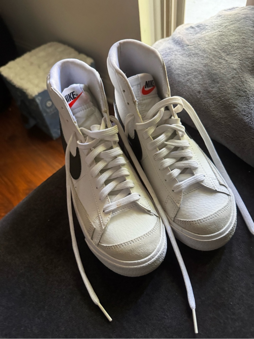 Nike Blazer Sneakers with Black Swoosh and Red Tongue Logo